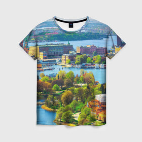Женская футболка 3D с принтом Швеция , 100% полиэфир ( синтетическое хлопкоподобное полотно) | прямой крой, круглый вырез горловины, длина до линии бедер | europe | stockholm | sweden | европа | ес | каникулы | отпуск | стокгольм | туризм | швеция