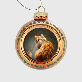 Стеклянный ёлочный шар с принтом Рыжий , Стекло | Диаметр: 80 мм | Тематика изображения на принте: cat | кот | кошка | рыжий