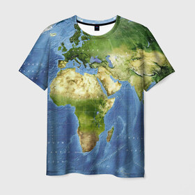 Мужская футболка 3D с принтом Карта , 100% полиэфир | прямой крой, круглый вырез горловины, длина до линии бедер | Тематика изображения на принте: map | world | карта | мир
