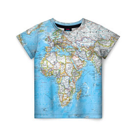 Детская футболка 3D с принтом Карта 2 , 100% гипоаллергенный полиэфир | прямой крой, круглый вырез горловины, длина до линии бедер, чуть спущенное плечо, ткань немного тянется | map | world | карта | мир