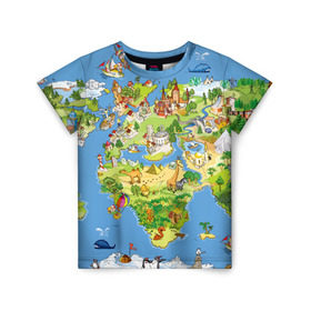 Детская футболка 3D с принтом Карта 7 , 100% гипоаллергенный полиэфир | прямой крой, круглый вырез горловины, длина до линии бедер, чуть спущенное плечо, ткань немного тянется | Тематика изображения на принте: map | world | карта | мир