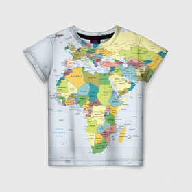Детская футболка 3D с принтом Карта 9 , 100% гипоаллергенный полиэфир | прямой крой, круглый вырез горловины, длина до линии бедер, чуть спущенное плечо, ткань немного тянется | Тематика изображения на принте: map | world | карта | мир