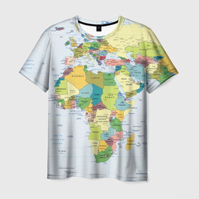 Мужская футболка 3D с принтом Карта 9 , 100% полиэфир | прямой крой, круглый вырез горловины, длина до линии бедер | map | world | карта | мир