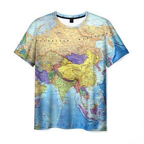 Мужская футболка 3D с принтом Карта 10 , 100% полиэфир | прямой крой, круглый вырез горловины, длина до линии бедер | Тематика изображения на принте: map | world | карта | мир