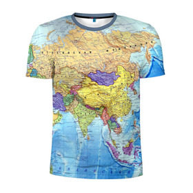 Мужская футболка 3D спортивная с принтом Карта 10 , 100% полиэстер с улучшенными характеристиками | приталенный силуэт, круглая горловина, широкие плечи, сужается к линии бедра | map | world | карта | мир