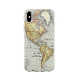 Чехол для Apple iPhone X силиконовый матовый с принтом Карта 16 , Силикон | Печать на задней стороне чехла, без боковой панели | map | world | карта | мир