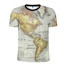 Мужская футболка 3D спортивная с принтом Карта 16 , 100% полиэстер с улучшенными характеристиками | приталенный силуэт, круглая горловина, широкие плечи, сужается к линии бедра | map | world | карта | мир