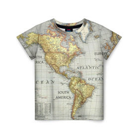 Детская футболка 3D с принтом Карта 16 , 100% гипоаллергенный полиэфир | прямой крой, круглый вырез горловины, длина до линии бедер, чуть спущенное плечо, ткань немного тянется | Тематика изображения на принте: map | world | карта | мир