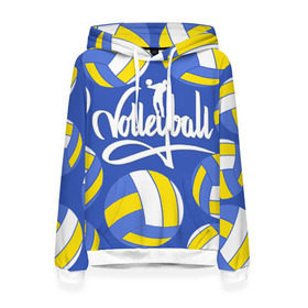 Женская толстовка 3D с принтом Волейбол 6 , 100% полиэстер  | двухслойный капюшон со шнурком для регулировки, мягкие манжеты на рукавах и по низу толстовки, спереди карман-кенгуру с мягким внутренним слоем. | volleyball | волейбол