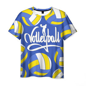 Мужская футболка 3D с принтом Волейбол 6 , 100% полиэфир | прямой крой, круглый вырез горловины, длина до линии бедер | volleyball | волейбол