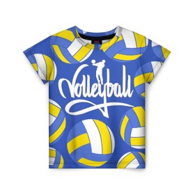 Детская футболка 3D с принтом Волейбол 6 , 100% гипоаллергенный полиэфир | прямой крой, круглый вырез горловины, длина до линии бедер, чуть спущенное плечо, ткань немного тянется | Тематика изображения на принте: volleyball | волейбол