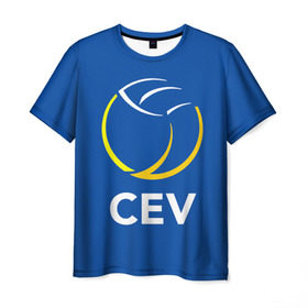 Мужская футболка 3D с принтом Волейбол 19 , 100% полиэфир | прямой крой, круглый вырез горловины, длина до линии бедер | cev | volleyball | волейбол