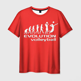 Мужская футболка 3D с принтом Волейбол 23 , 100% полиэфир | прямой крой, круглый вырез горловины, длина до линии бедер | evolution | volleyball | волейбол