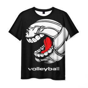 Мужская футболка 3D с принтом Волейбол 25 , 100% полиэфир | прямой крой, круглый вырез горловины, длина до линии бедер | volleyball | волейбол