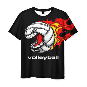 Мужская футболка 3D с принтом Волейбол 26 , 100% полиэфир | прямой крой, круглый вырез горловины, длина до линии бедер | volleyball | волейбол
