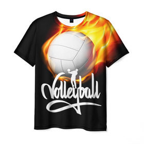 Мужская футболка 3D с принтом Волейбол 28 , 100% полиэфир | прямой крой, круглый вырез горловины, длина до линии бедер | volleyball | волейбол