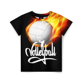 Детская футболка 3D с принтом Волейбол 28 , 100% гипоаллергенный полиэфир | прямой крой, круглый вырез горловины, длина до линии бедер, чуть спущенное плечо, ткань немного тянется | Тематика изображения на принте: volleyball | волейбол