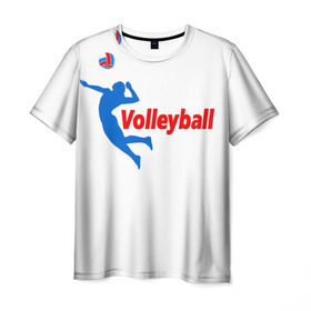 Мужская футболка 3D с принтом Волейбол 31 , 100% полиэфир | прямой крой, круглый вырез горловины, длина до линии бедер | Тематика изображения на принте: volleyball | волейбол