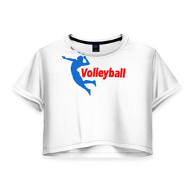 Женская футболка 3D укороченная с принтом Волейбол 31 , 100% полиэстер | круглая горловина, длина футболки до линии талии, рукава с отворотами | volleyball | волейбол