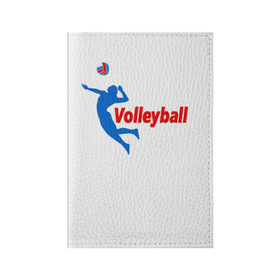 Обложка для паспорта матовая кожа с принтом Волейбол 31 , натуральная матовая кожа | размер 19,3 х 13,7 см; прозрачные пластиковые крепления | Тематика изображения на принте: volleyball | волейбол