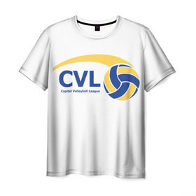 Мужская футболка 3D с принтом Волейбол 39 , 100% полиэфир | прямой крой, круглый вырез горловины, длина до линии бедер | cvl | volleyball | волейбол
