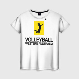 Женская футболка 3D с принтом Волейбол 66 , 100% полиэфир ( синтетическое хлопкоподобное полотно) | прямой крой, круглый вырез горловины, длина до линии бедер | volleyball | western australia | волейбол