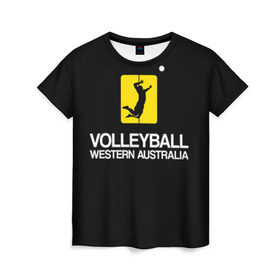 Женская футболка 3D с принтом Волейбол 67 , 100% полиэфир ( синтетическое хлопкоподобное полотно) | прямой крой, круглый вырез горловины, длина до линии бедер | volleyball | western australia | волейбол