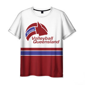 Мужская футболка 3D с принтом Волейбол 68 , 100% полиэфир | прямой крой, круглый вырез горловины, длина до линии бедер | premier | queensland | volleyball | волейбол