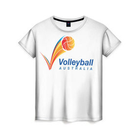 Женская футболка 3D с принтом Волейбол 72 , 100% полиэфир ( синтетическое хлопкоподобное полотно) | прямой крой, круглый вырез горловины, длина до линии бедер | australia | volleyball | волейбол