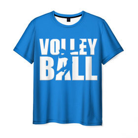 Мужская футболка 3D с принтом Волейбол 77 , 100% полиэфир | прямой крой, круглый вырез горловины, длина до линии бедер | volleyball | волейбол