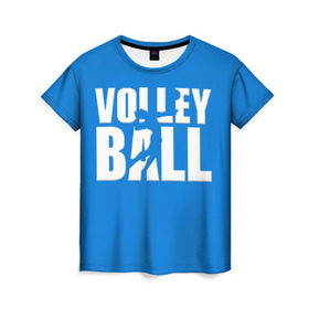 Женская футболка 3D с принтом Волейбол 77 , 100% полиэфир ( синтетическое хлопкоподобное полотно) | прямой крой, круглый вырез горловины, длина до линии бедер | volleyball | волейбол