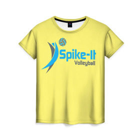 Женская футболка 3D с принтом Волейбол 77 , 100% полиэфир ( синтетическое хлопкоподобное полотно) | прямой крой, круглый вырез горловины, длина до линии бедер | spike it | volleyball | волейбол