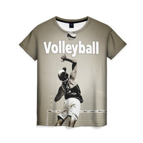 Женская футболка 3D с принтом Волейбол 78 , 100% полиэфир ( синтетическое хлопкоподобное полотно) | прямой крой, круглый вырез горловины, длина до линии бедер | volleyball | волейбол