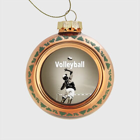 Стеклянный ёлочный шар с принтом Волейбол 78 , Стекло | Диаметр: 80 мм | volleyball | волейбол