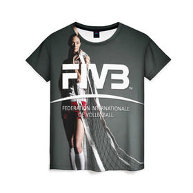 Женская футболка 3D с принтом Волейбол 80 , 100% полиэфир ( синтетическое хлопкоподобное полотно) | прямой крой, круглый вырез горловины, длина до линии бедер | fiv3 | volleyball | волейбол