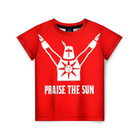 Детская футболка 3D с принтом Dark Souls 4 , 100% гипоаллергенный полиэфир | прямой крой, круглый вырез горловины, длина до линии бедер, чуть спущенное плечо, ткань немного тянется | dark souls | praise the sun | you died | дарк соулс