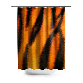 Штора 3D для ванной с принтом Шкура тигра , 100% полиэстер | плотность материала — 100 г/м2. Стандартный размер — 146 см х 180 см. По верхнему краю — пластиковые люверсы для креплений. В комплекте 10 пластиковых колец | кошка | полосатая | текстуры | тигр