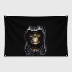 Флаг-баннер с принтом Скелет в капюшоне , 100% полиэстер | размер 67 х 109 см, плотность ткани — 95 г/м2; по краям флага есть четыре люверса для крепления | 