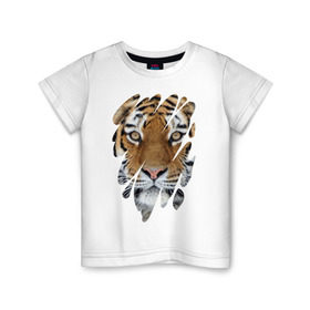 Детская футболка хлопок с принтом Ярость тигра , 100% хлопок | круглый вырез горловины, полуприлегающий силуэт, длина до линии бедер | tiger | дикая кошка | тигр | хищник