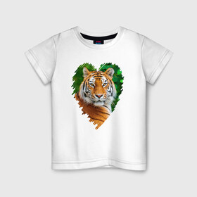 Детская футболка хлопок с принтом Обожаю тигров , 100% хлопок | круглый вырез горловины, полуприлегающий силуэт, длина до линии бедер | 