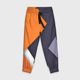 Детские брюки 3D с принтом Geometriya , 100% полиэстер | манжеты по низу, эластичный пояс регулируется шнурком, по бокам два кармана без застежек, внутренняя часть кармана из мелкой сетки | оранжевый | серый