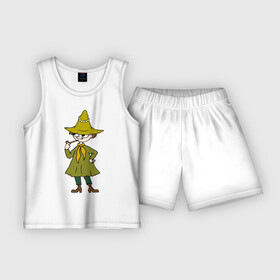 Детская пижама с шортами хлопок с принтом Снусмумрик ,  |  | Тематика изображения на принте: муми тролль