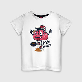 Детская футболка хлопок с принтом Dancing brain , 100% хлопок | круглый вырез горловины, полуприлегающий силуэт, длина до линии бедер | brain | dance