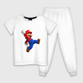 Детская пижама хлопок с принтом Марио , 100% хлопок |  брюки и футболка прямого кроя, без карманов, на брюках мягкая резинка на поясе и по низу штанин
 | nintendo | нинтендо
