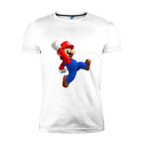 Мужская футболка премиум с принтом Марио , 92% хлопок, 8% лайкра | приталенный силуэт, круглый вырез ворота, длина до линии бедра, короткий рукав | nintendo | нинтендо
