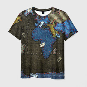 Мужская футболка 3D с принтом Мир джинс , 100% полиэфир | прямой крой, круглый вырез горловины, длина до линии бедер | земля | континенты | планета