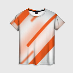 Женская футболка 3D с принтом Бело-оранжевый , 100% полиэфир ( синтетическое хлопкоподобное полотно) | прямой крой, круглый вырез горловины, длина до линии бедер | вектор1