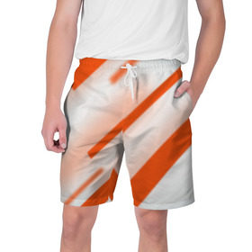 Мужские шорты 3D с принтом Бело-оранжевый ,  полиэстер 100% | прямой крой, два кармана без застежек по бокам. Мягкая трикотажная резинка на поясе, внутри которой широкие завязки. Длина чуть выше колен | вектор1