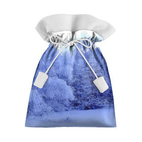 Подарочный 3D мешок с принтом Зима , 100% полиэстер | Размер: 29*39 см | Тематика изображения на принте: деревья | природа | синий | снег | снежный
