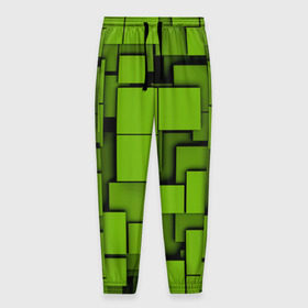 Мужские брюки 3D с принтом Зеленые кубики , 100% полиэстер | манжеты по низу, эластичный пояс регулируется шнурком, по бокам два кармана без застежек, внутренняя часть кармана из мелкой сетки | кубы | текстура